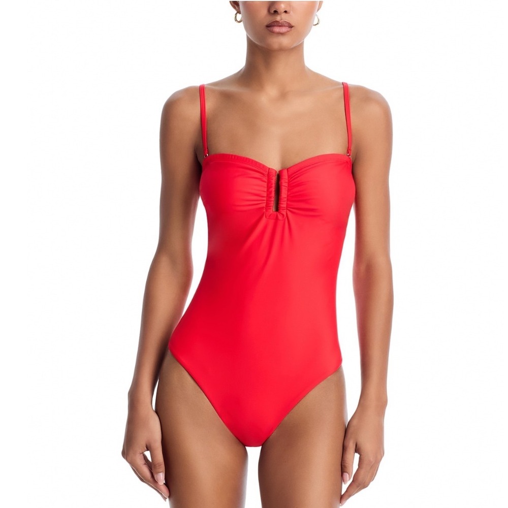 Kobi Halperin Becca One Piece Swimsuit Poppy Red U-Wire Bandeau Small